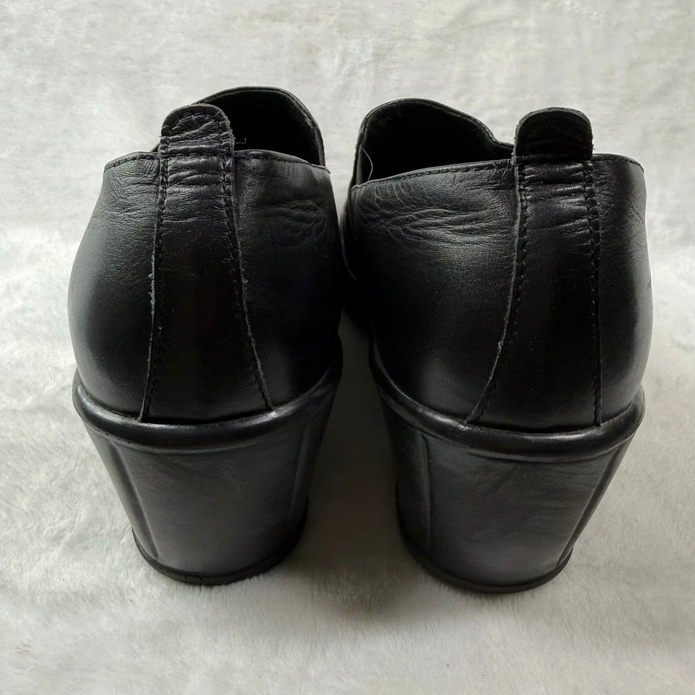 Dansko‎ Black Leather Wedge Loafers Slip On Shoes Made in Portugal Size 42